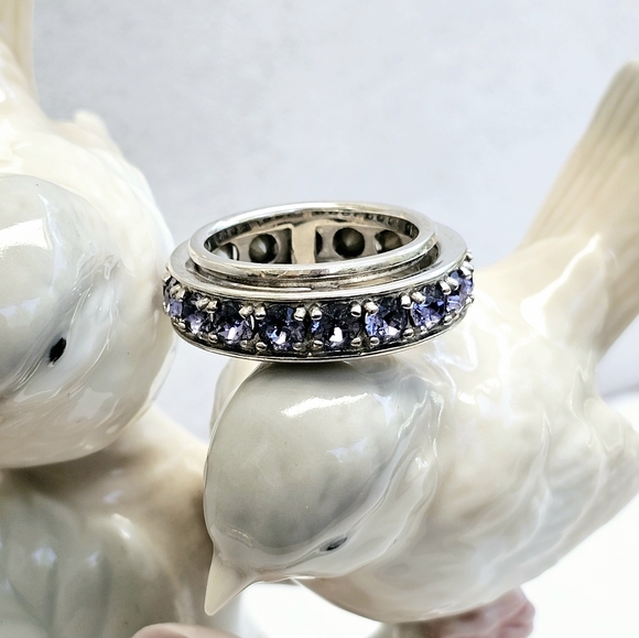 STS Karis Spinner Band Ring with Purple Stones Vintage Size 7.75 - Picture 12 of 15